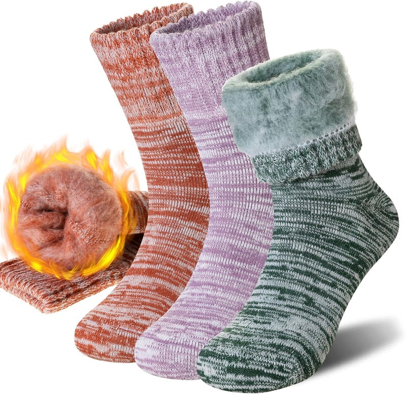AMENLAN Store Women Heated Socks Ski Winter Thermal Hiking Snowboarding Thick Boot Insulated Socks 3 Pairs - Image 1